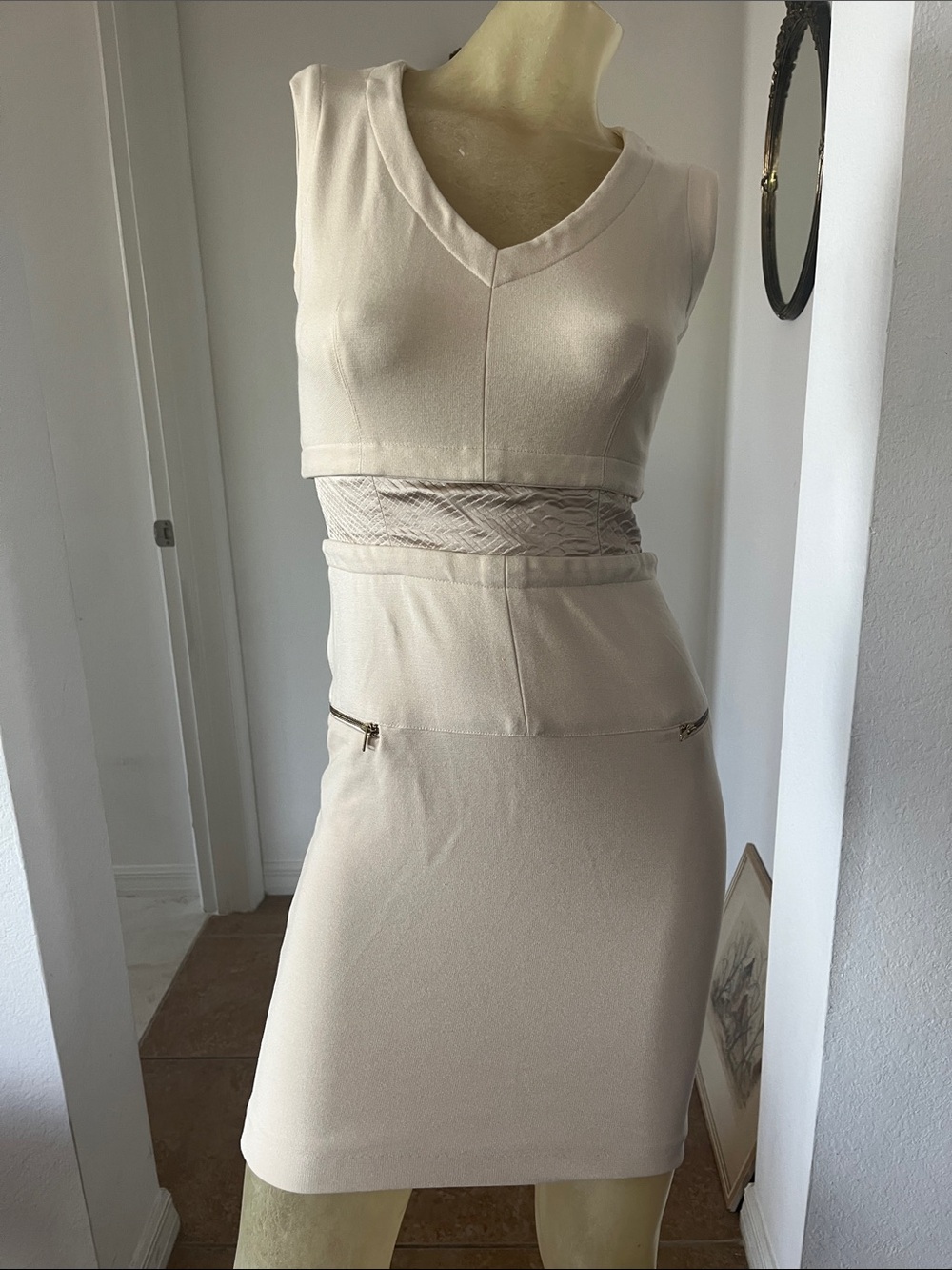 Chic Aysha Cream V-Neck Dress